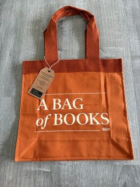 Barnes & Noble Orange Canvas Tote with White Lettering